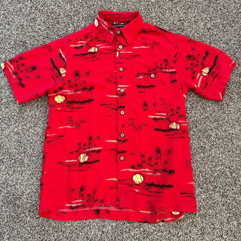 Knightsbridge Mens M Hawaiian Button Down Shirt Beach Rayon VACATION Tropical